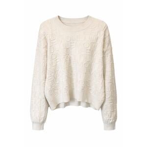 Lululemon Cotton Blend Jacquard Crewneck Sweater Light Ivory - Size XL Oversized